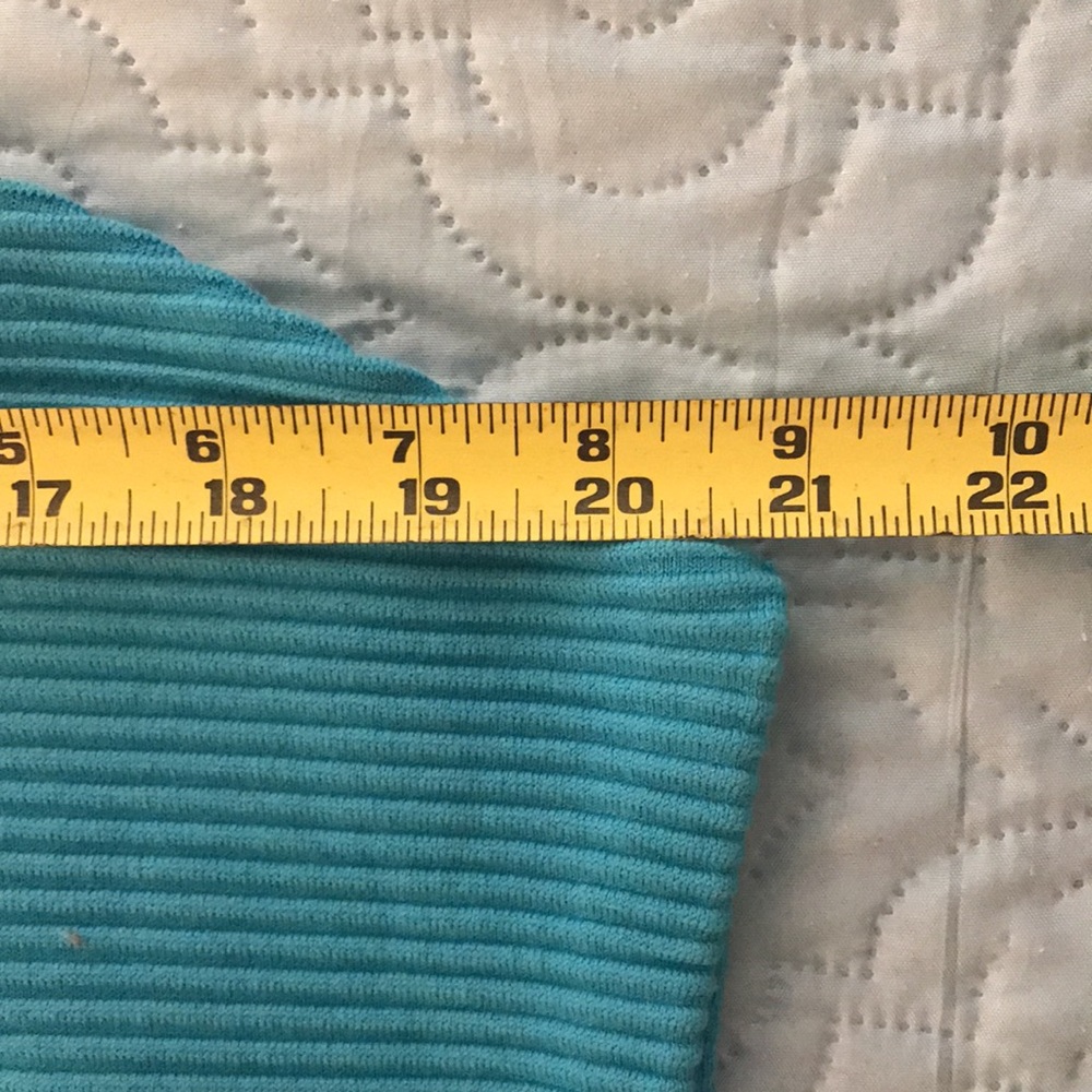 Akris Punto Turquoise Ribbed Sleeveless Cotton Top Cool Back Zipper Size L - Picture 10 of 12